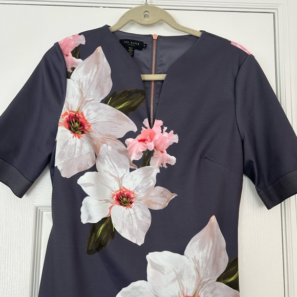 Ted Baker London Floral Dress Gray/Multi, US Size 8, Ted Baker Size 4 - Picture 2 of 11